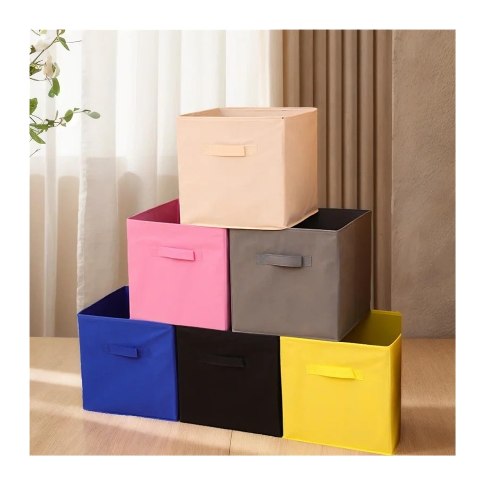 Aufbewahrungsboxen Stoff Würfelförmiger Aufbewahrungskorb aus Stoff, Faltbare Aufbewahrungsbox for Haushaltswaren, Aufbewahrungsorganizer for Schränke und Schubladen(Pink)