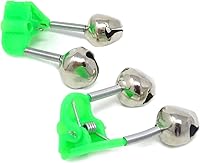 Vista 3 de 10 Pcs Fishing Rod Extra Loud Alarm Dual Alert Bell Green Silver Tone