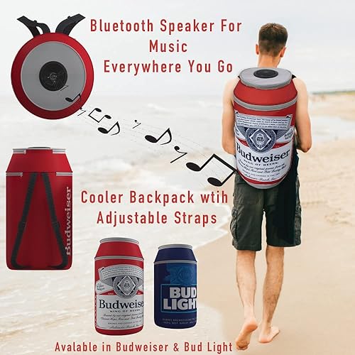 Miniatura 2 de Budweiser Mochila con altavoz suave en forma de lata con Bluetooth, enfriador de viaje portátil con altavoz integrado Budweiser Altavoz inalámbrico