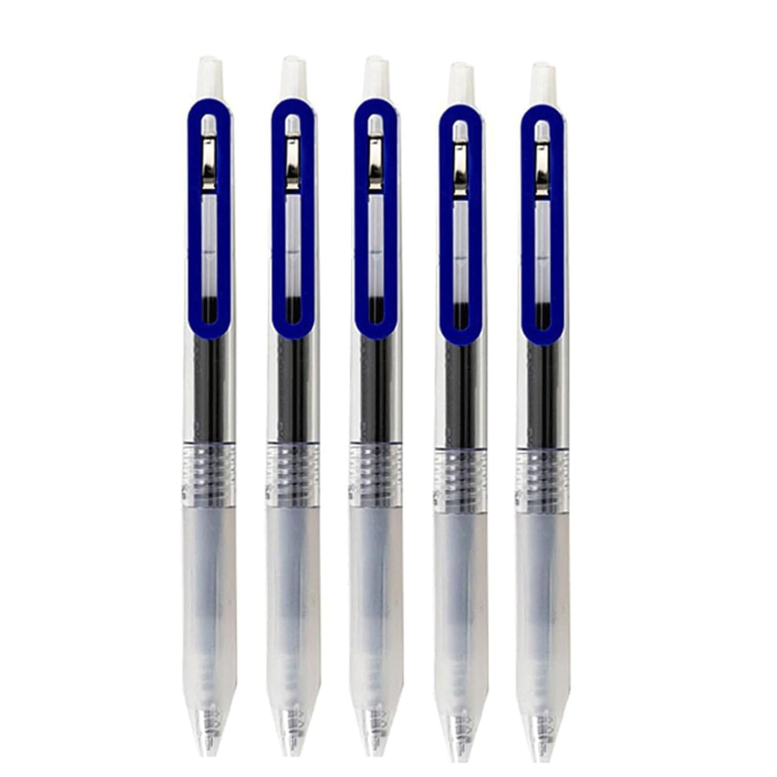 Kugelschreiber, neutraler Tintenstift Einziehbarer Kugelschreiber, Tintenroller, Gel-Tintenstift, 0,5 mm, for Büro, Studium, mit Clip, 5 Stück