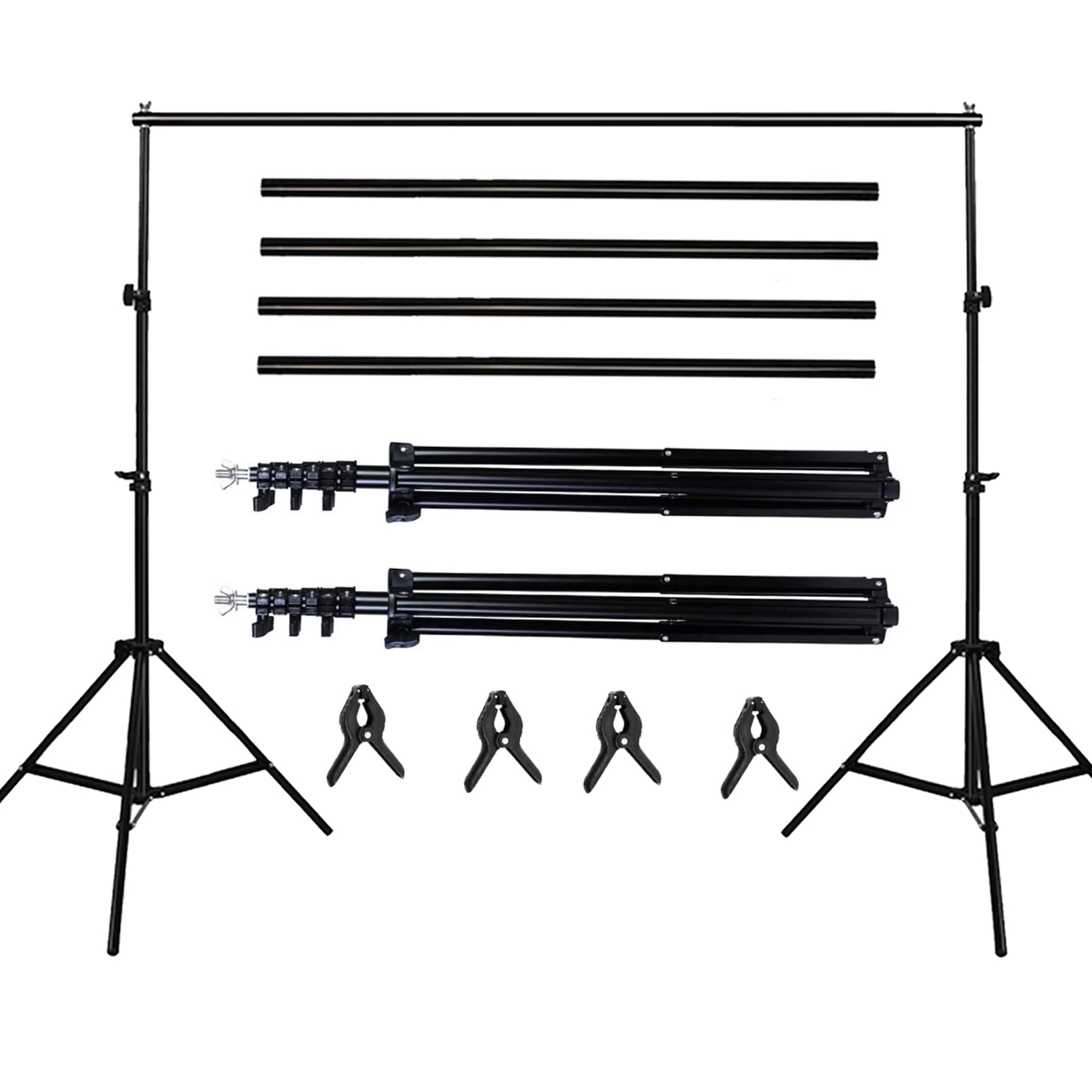 HGMN Photo Backdrop Stand, Photo Video Studio 8.5 x 10ft Backdrop Stand with 4 Clamps, Photography Background Support System for Photo Video, Photography Studio
