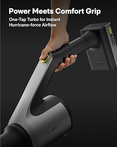 Miniatura 8 de HOTO Soplador de hojas inalámbrico, máximo 720 CFM 120 MPH, soplador de hojas eléctrico ligero con batería, carga rápida USB-C, mini soplador de