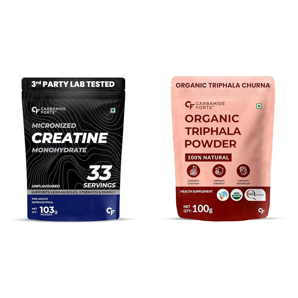 Carbamide Forte Creatine Mono hydrate Powder Unflavoured - 103g & Triphala Churna Powder 100% Organic 100g-image-24