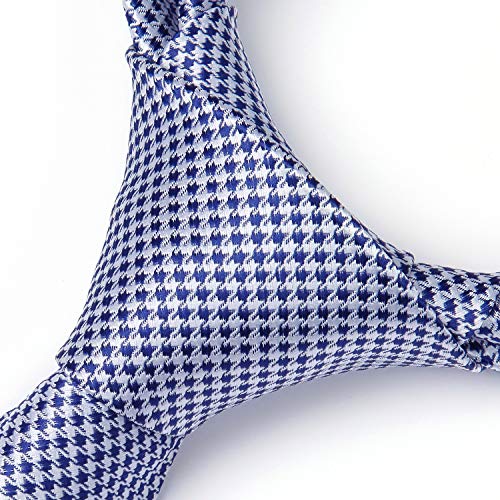 Image of HISDERN Ties for Men Solid Houndstooth Neckties Handkerchief Formal Business Tie & Pocket Square Set Wedding Party