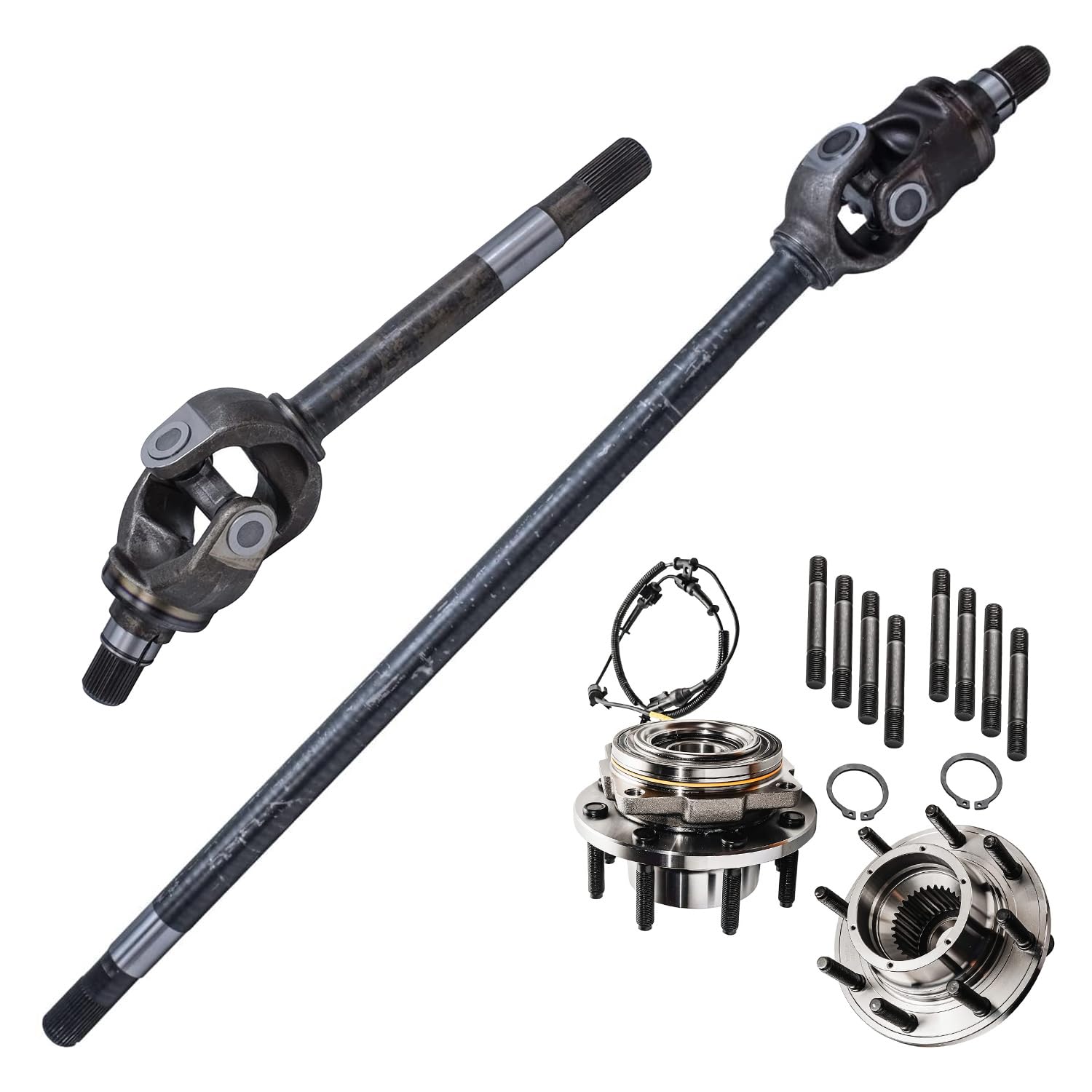 Steering Kit Detroit Axle - Pair Front U-Joint Axle Assembly Set Wheel  Bearing Hubs Replacement Ford F 250 Super Duty F 350 Super Duty Fits Select  2006 2008 Ford F350 Sr Ram Rod 2007