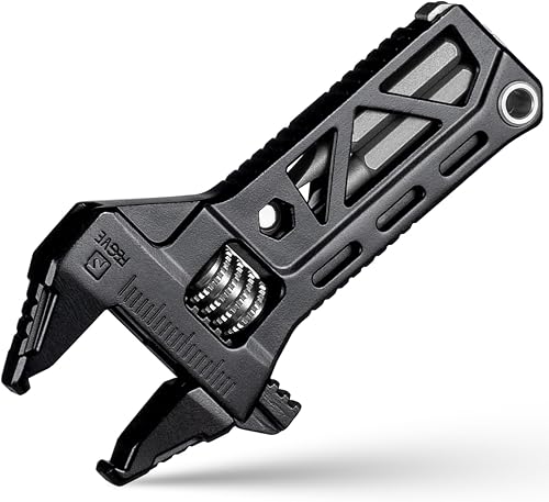 FEGVE Mini Adjustable Pocket Wrench Tool, 316 Stainless Steel | Mini Portable, 4-In-1 Multi Tool, 0-18mm Adjustable Jaw, for Bike Home Outdoor Emergency Daily Repair,Black