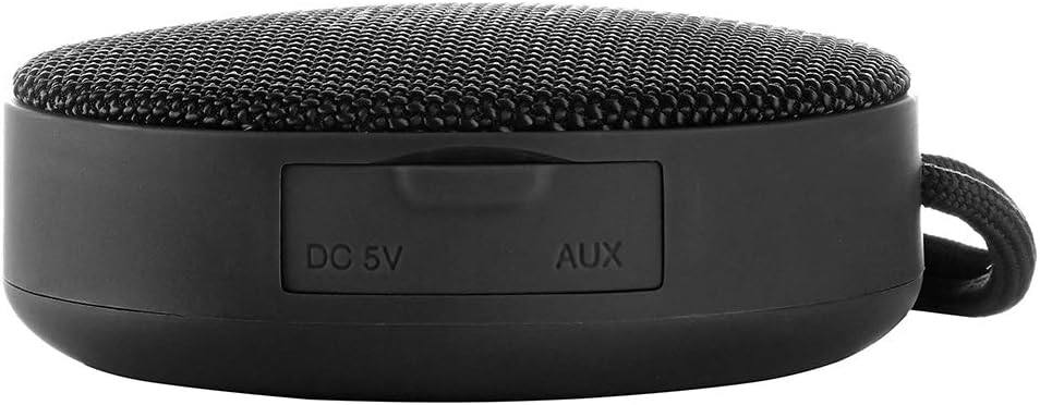 Side view of Vieta Pro Round Up speaker showing DC 5V charging port and AUX input