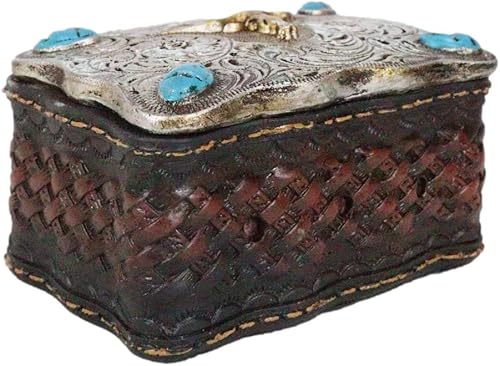 Miniatura 5 de Ebros Gift Rústico Occidental Nativo Americano Indio Golden Longhorn Toro Vaca Steer Skull Tooled Concho con gemas turquesas de piel sintética