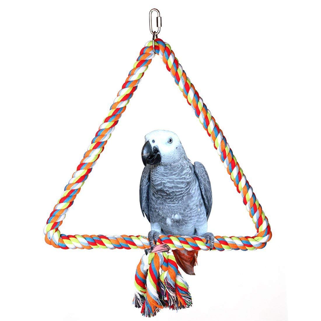 Medium Triangle Rope Swing Bird Toy Parrot Cage Toys Cages African Random color