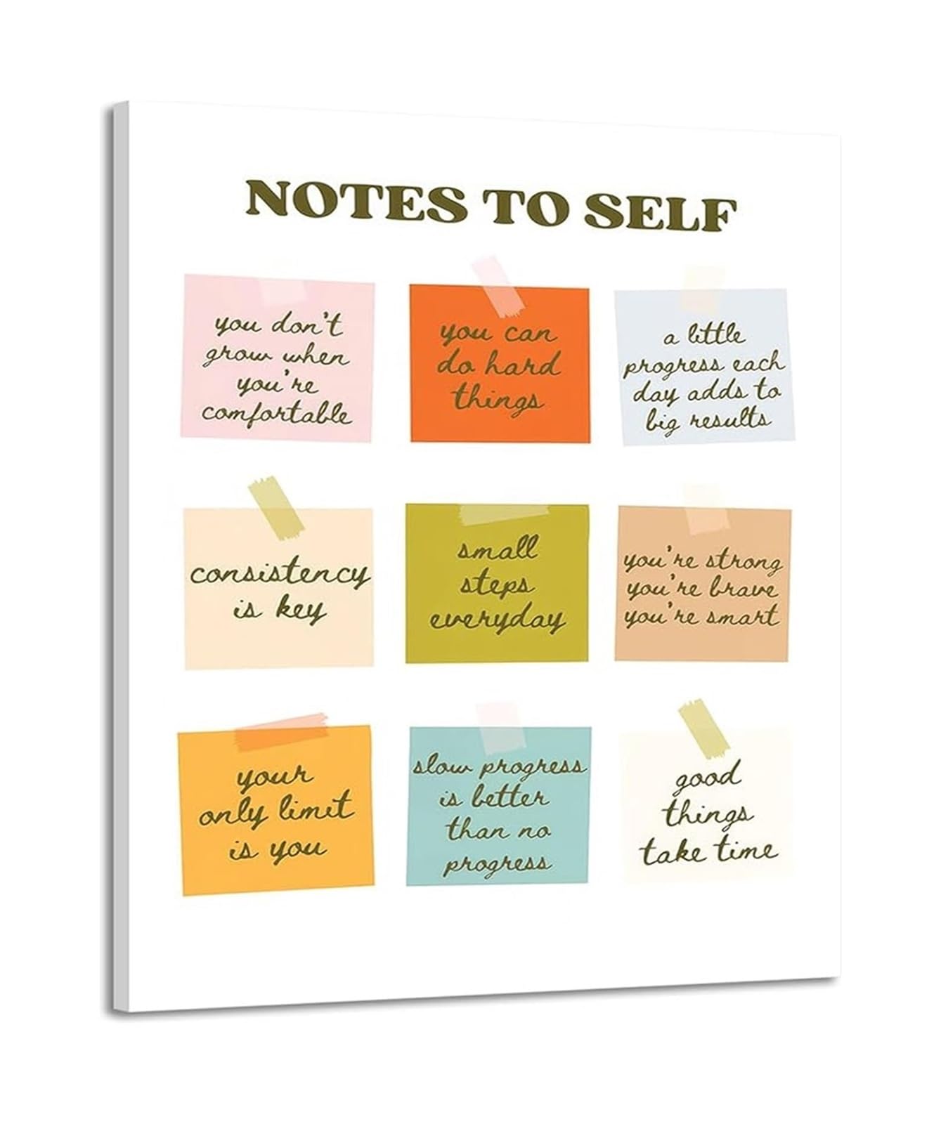 LLBOGRGGN Self Reminder Motivational Quotes Canvas Wall-Art Inspirational Poster for Teen Room Dorm Bedroom and Office Decor(Framed,08x12inch(20x30cm))