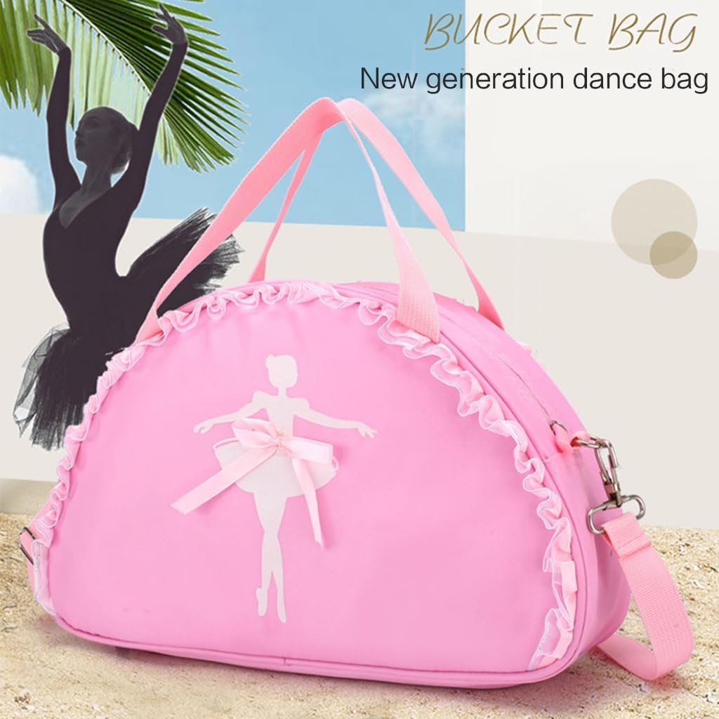 Dance Bag for Girls - Cute Ruffle Lace Ballet Duffle, Small Kids Tutu Dress Gym Crossbody Shoulder Backpack