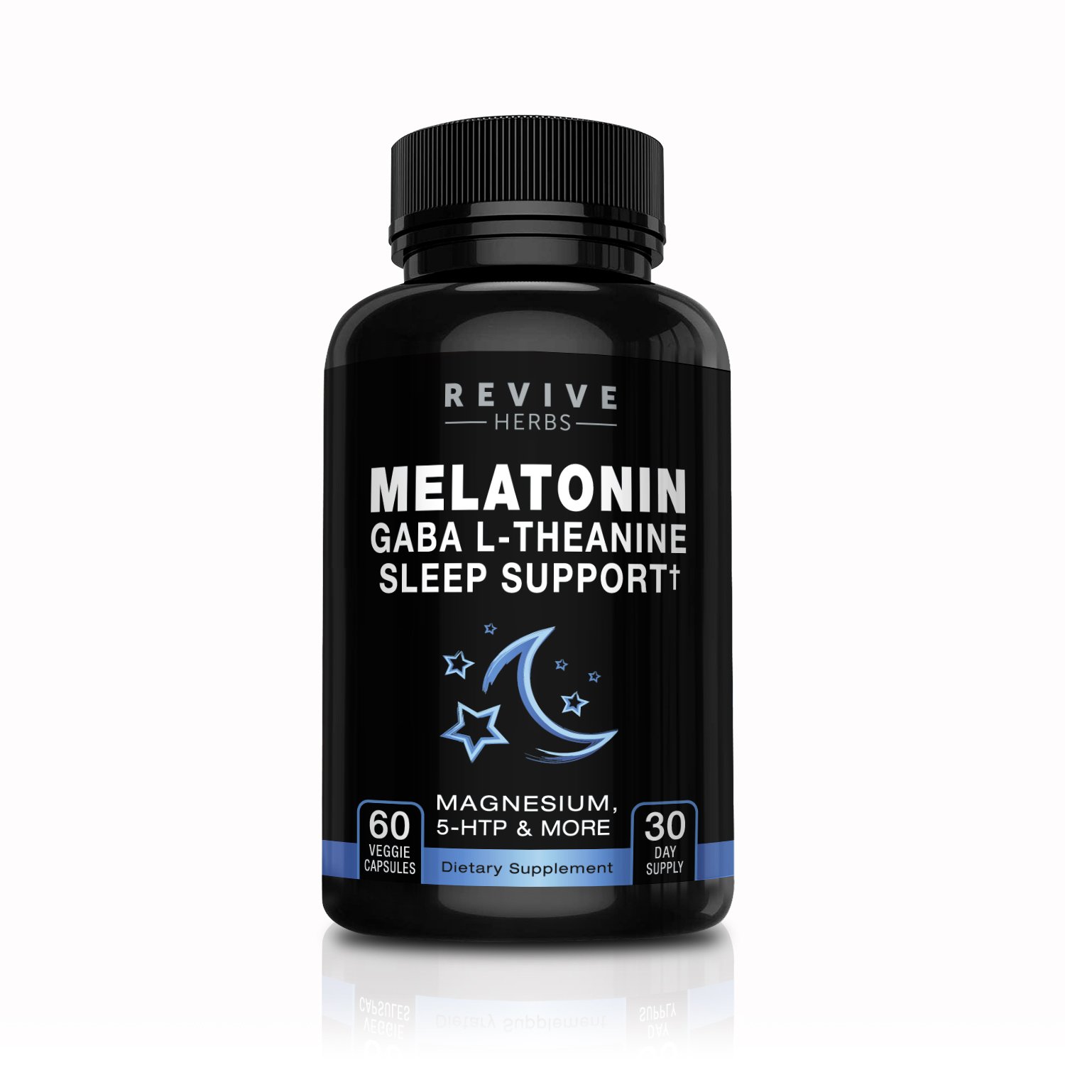 Melatonin, GABA, L-Theanine - for Occasional Sleeplessness Only - 60 Veggies Capsules - Includes Magnesium, 5-HTP, Phellodendron Root Powder & Mucuna Pruriens