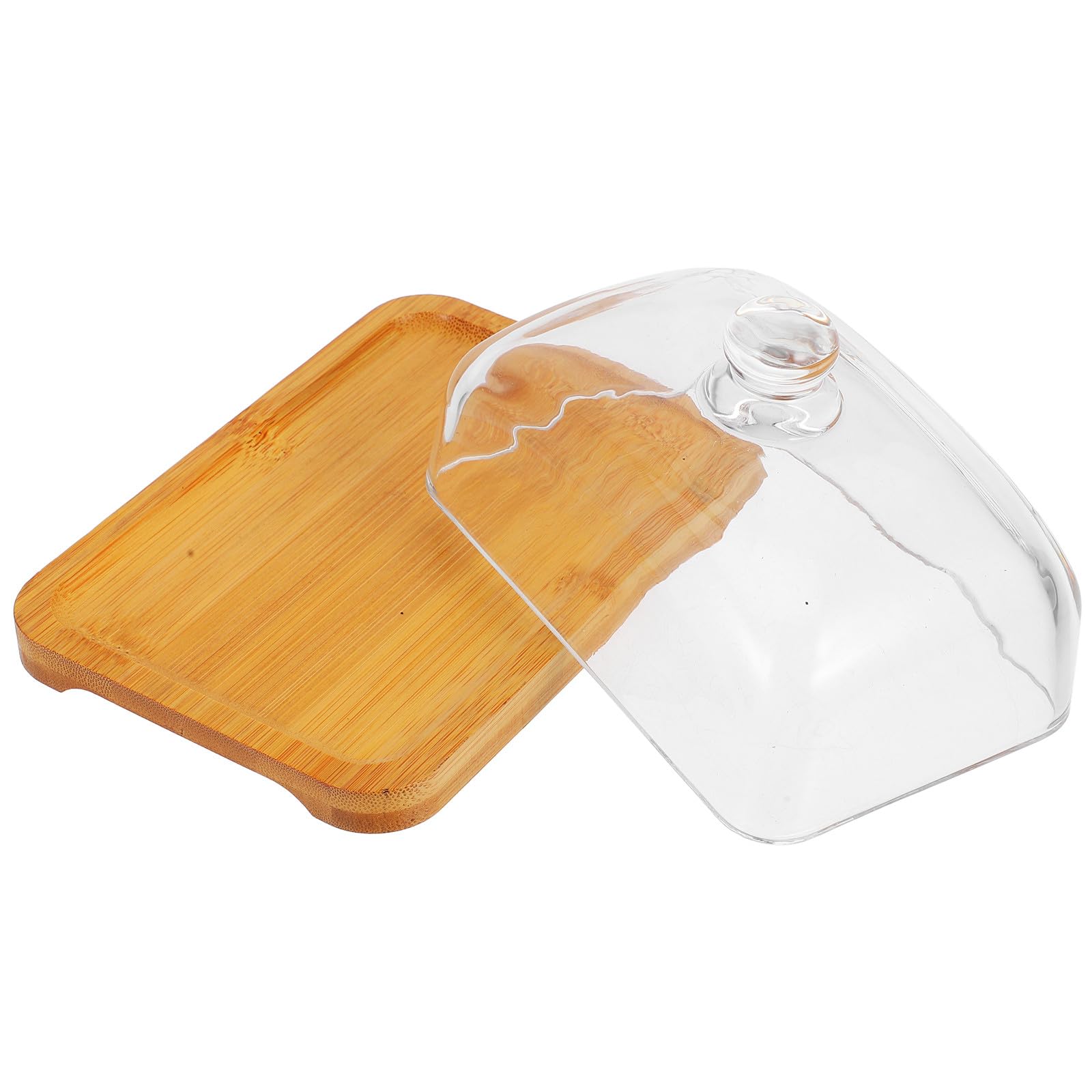 Beurrier Rectangulaire 1 Pièce avec Couvercle en Verre, en Bois