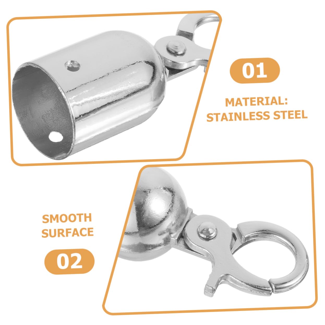 DOITOOL Decking Rope Fittings Stainless Steel Rope End Cap Hooks Snap Hook Stoppers