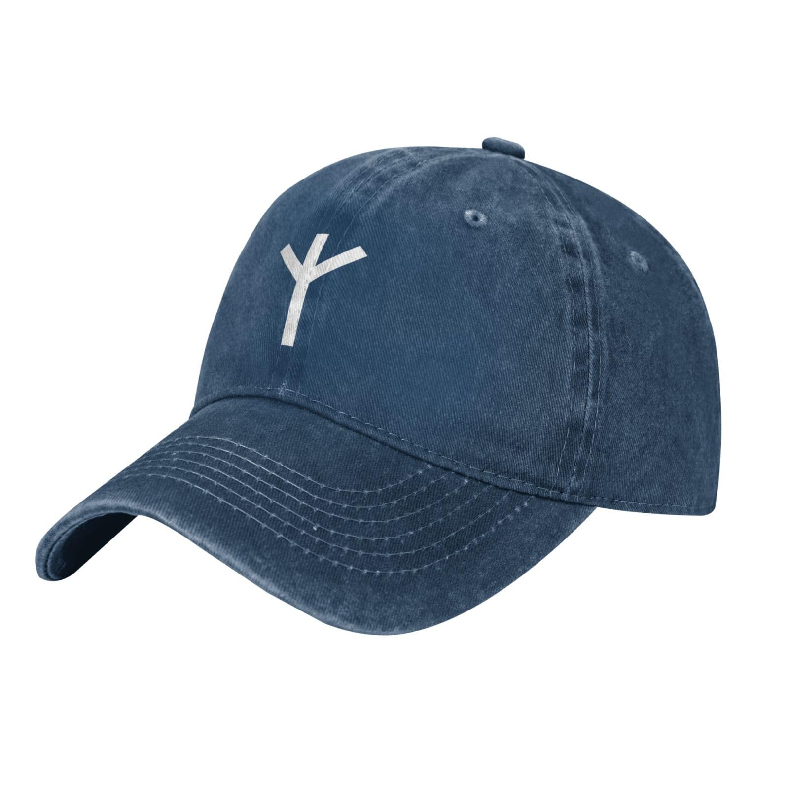 Algiz Rune Baseball Cap Denim Retro Golf Cotton Dad Hats for Men Women Classic Adjustable