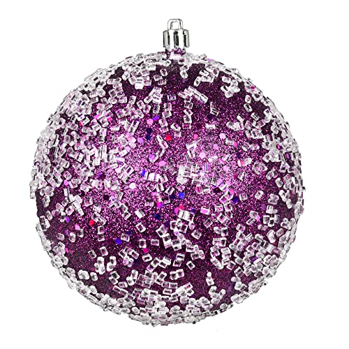 Vickerman 4.75" Plum Glitter Hail Ball 4 per Pack.