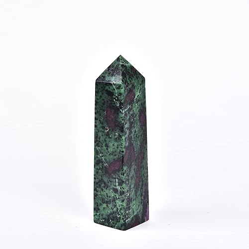 Miniatura 2 de JIC Gem Varita de cristal curativo Rubí Zoisita Crystal Obelisco Torre Varita Rojo Verde Tesoro Minerales Decoración 1-1.3 lbs