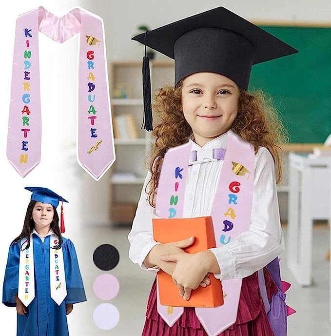 Jowxsx Black Kids Graduation Stole Sash Preschool Graduate Printed Graduation Sash Unisex Preschool Graduation Stole Kindergarten Graduate Decoration