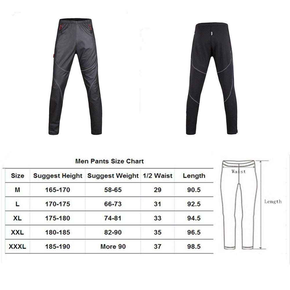 SANTIC Ciclismo Fleece Thermal Pantalones de Viento Pantalones Medias de Invierno -James (XL)