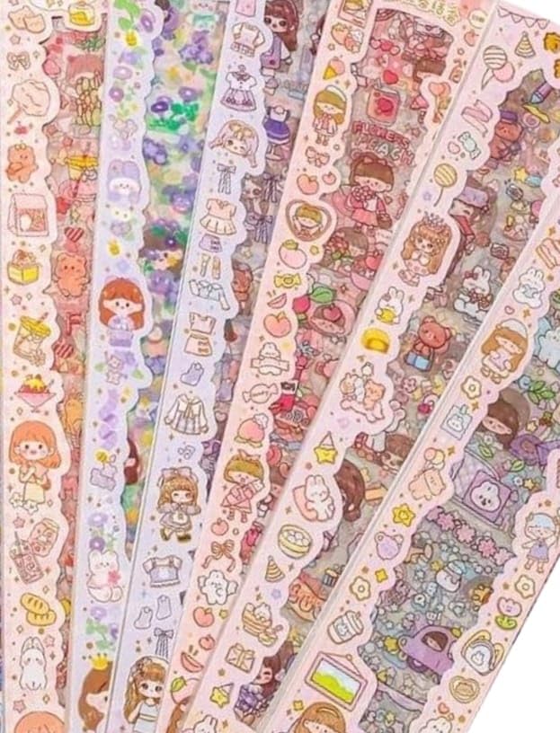 Mayatras Kawaii Stickers Cute Cartoon Theme- Cute Washi Stickers for Project, Japanese Style Girls Sticker Set, Size of Each Sheet - 40 X 8 CM (Color and Design May Vary) (Pack of 6) (B0CPFCRXNJ) Amazon Price History, Amazon Price Tracker