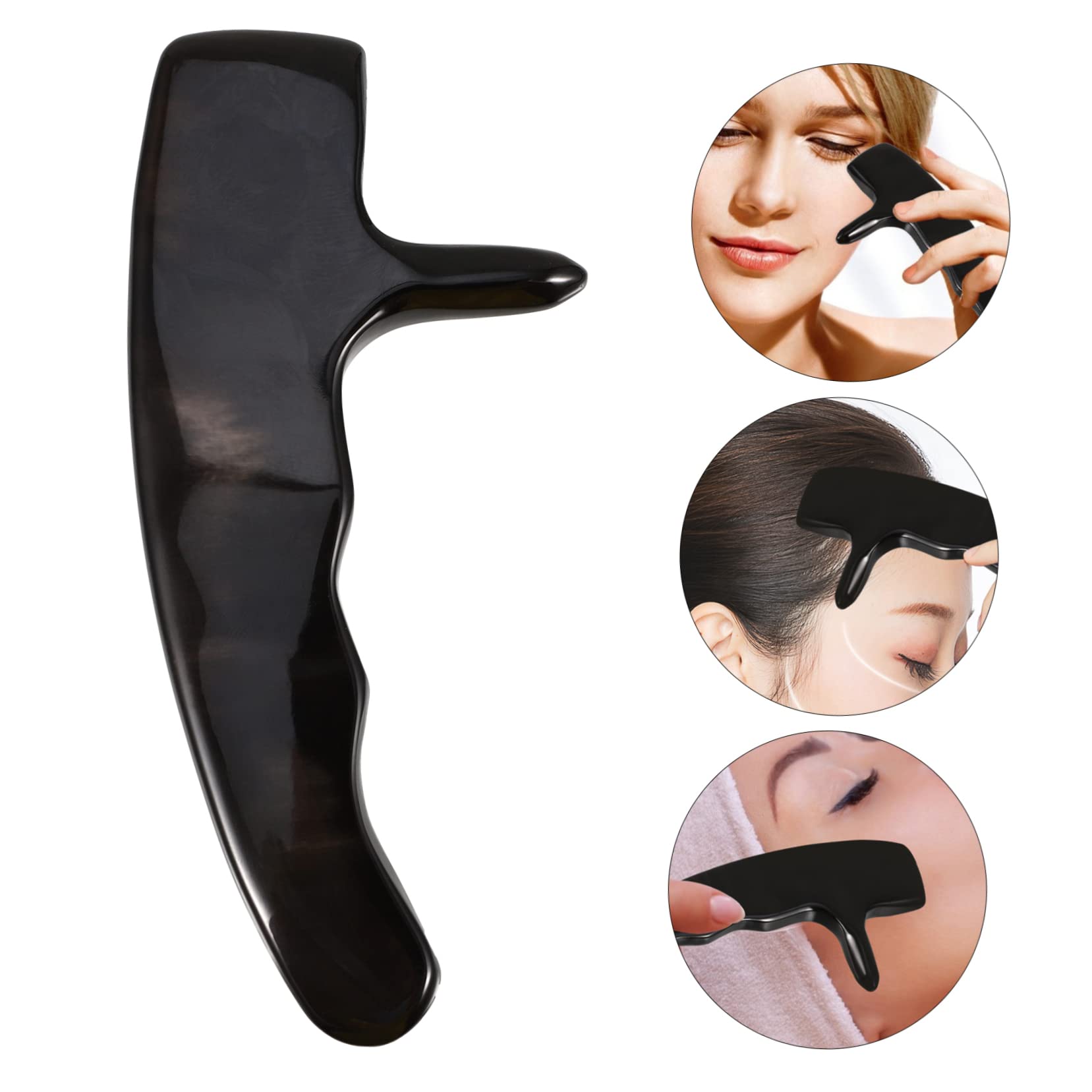 3 Piezas masajeador guasha tamishome pernera Relajación massager menaje crema de rodillo de jade rodillo de suero de ojos placa raspadora de cuerno varilla de raspado cuernos Black