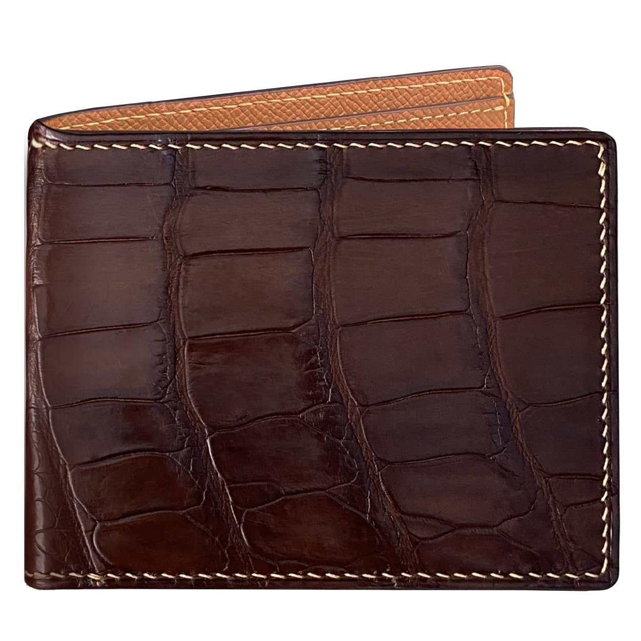 HATA Brown Exotic Bifold Leather Wallet for Men, Slim Minimalist Wallet, Hand-Stitched RFID Blocking Leather Wallets, Handmade Gift for Birthday, Anniversary, Father’s Day VINAM-89