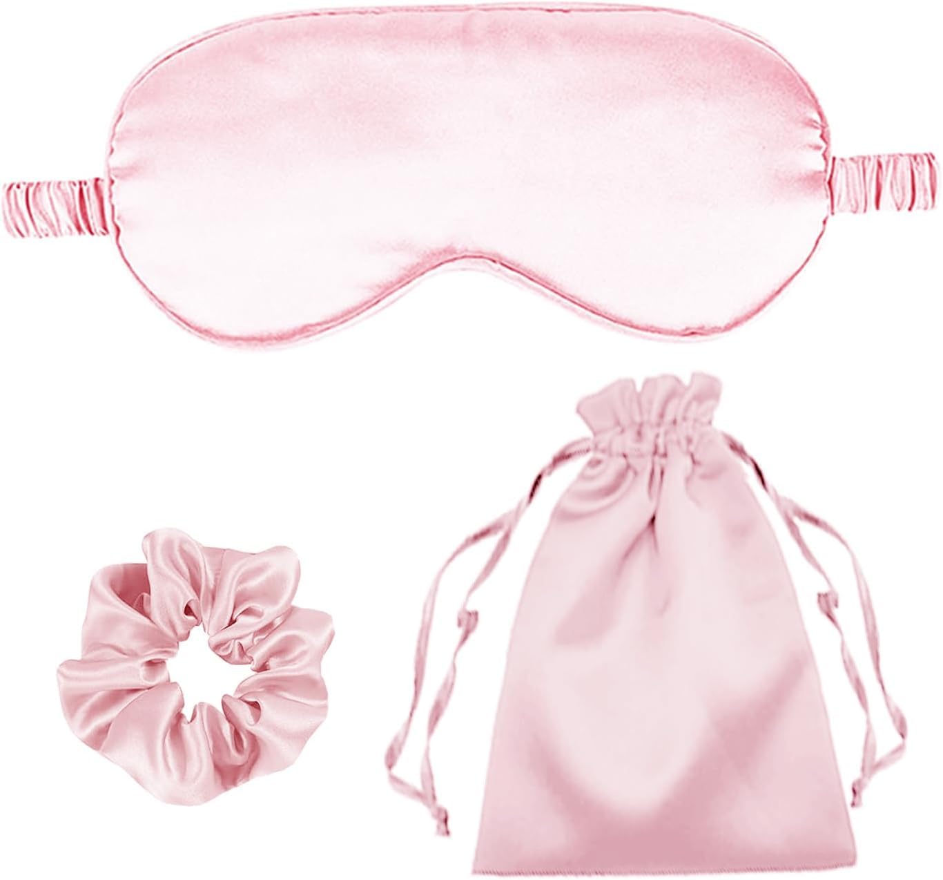 armoxa Satin Sleep Eye Mask Set for Women & Girls | Soft Sleeping Blindfold with Matching Scrunchie & Storage Pouch | Eye Cover for Night Sleep, Travel, Nap, Meditation & Relaxation (PINK)-picture-40