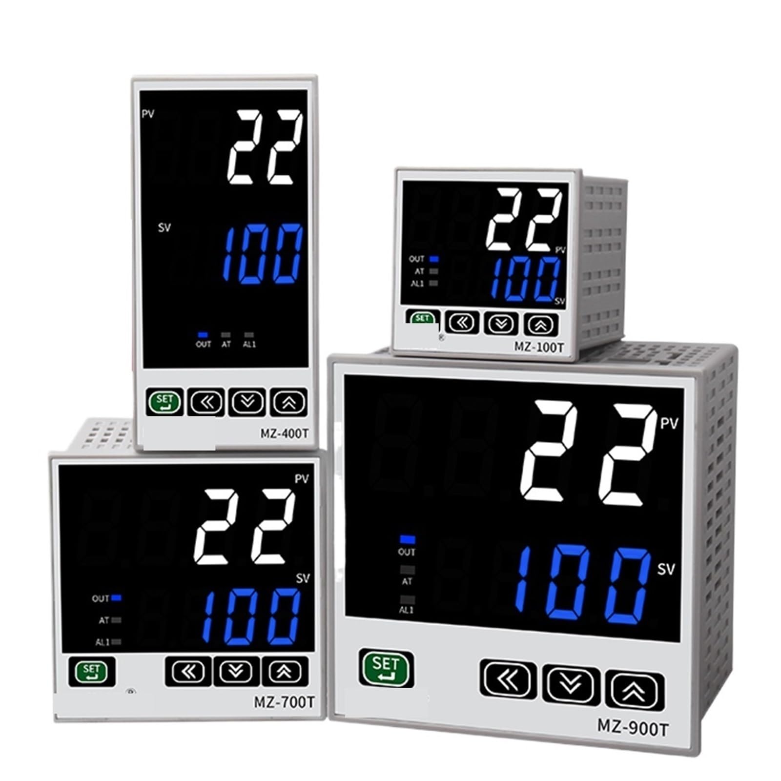 1 controlador de temperatura PID con pantalla LED digital ajustable, tipo E/K/J, sensor de termopar, relé SSR de doble salida (MZ-100T)