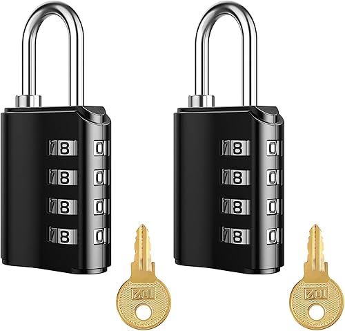 Candado de combinación más reciente, candado de seguridad de 4 dígitos con llaves, cerradura de puerta para escuela, gimnasio o casillero deportivo,