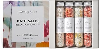 Natural Bath Salt Gift Set – 4-Pack Relaxing Soaks with Himalayan Pink S...