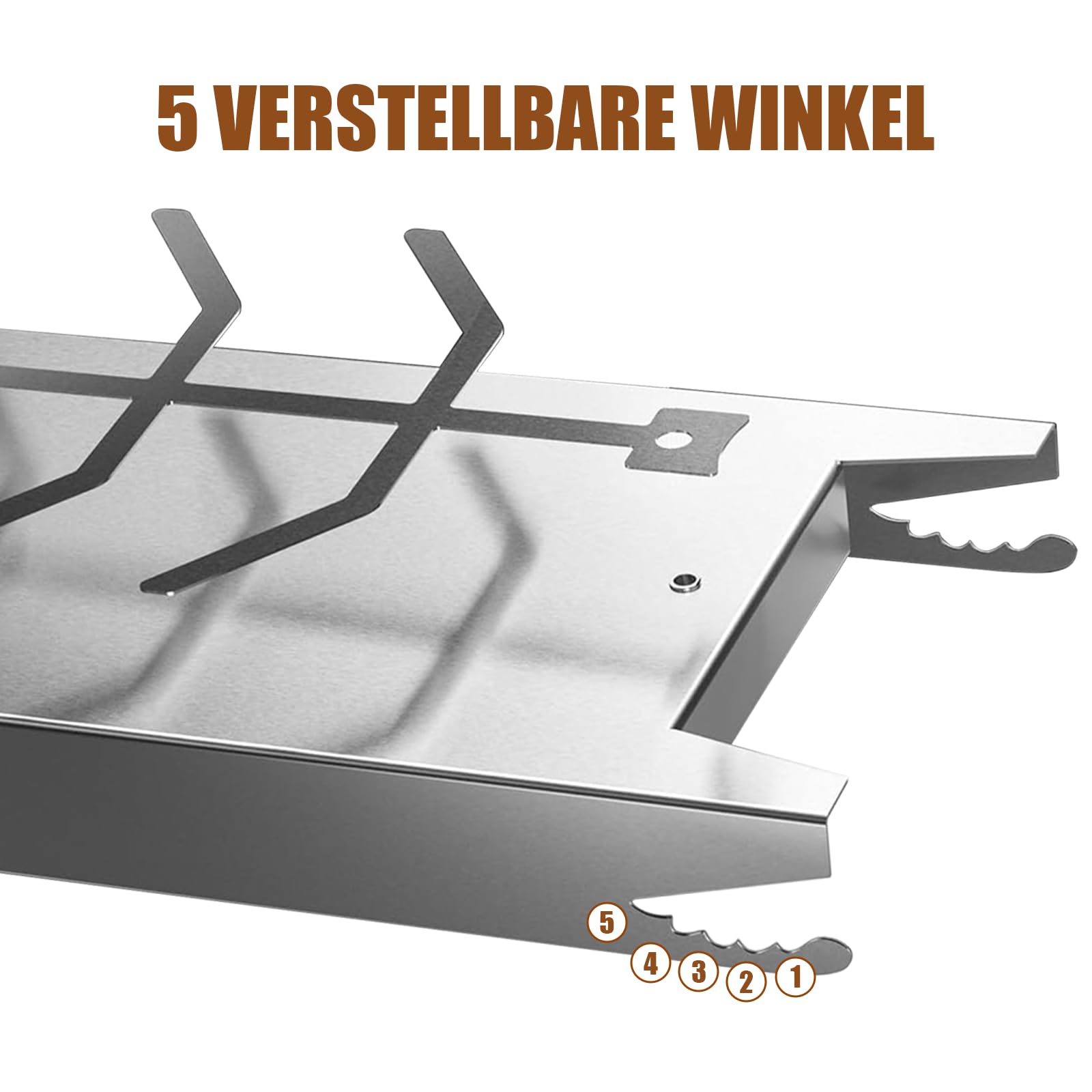 Flammlachsbrett Edelstahl, Flammlachsbrett für Feuerschale, mit Fünf Verstellwinkel für die Neigung & 180° Drehbar, Lachsbretter zum Grillen Feuerschale, Geeignet für Feuerschalen und Kugelgrills