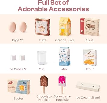 ROBUD Wooden Play Kitchen & Play Fridge Bundles