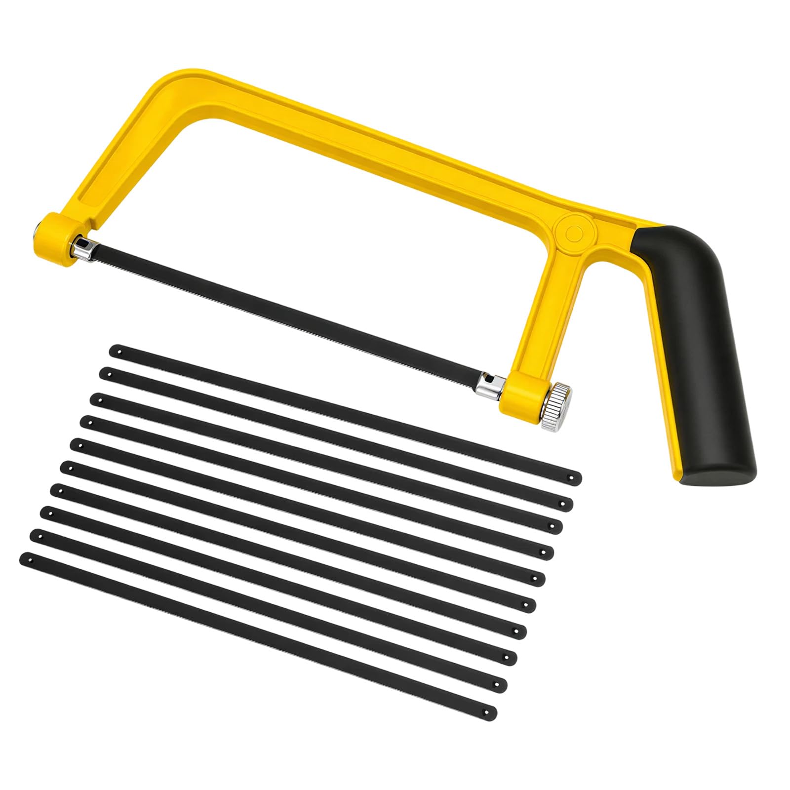 Mini Hacksaw, Junior Hacksaw with 10 Blades, Cut Hack Saw for Metal, PVC, Wood, Plastic, Compact DIY Tool for Home Repair