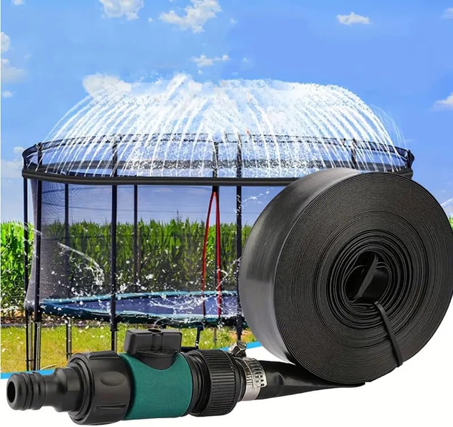 Trampoline Sprinkler 49ft Outdoor Trampoline Backyard Water Park Fun Summer Toys for Water Play, Games, and Summer Fun in Yards (Size（L,49ft）)