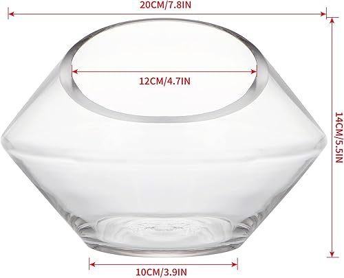 Miniatura 3 de MDLUU Cuenco de vidrio con apertura inclinada, terrario de globo de vidrio de 7.8 pulgadas de ancho x 5.5 pulgadas de alto, plato de caramelo de