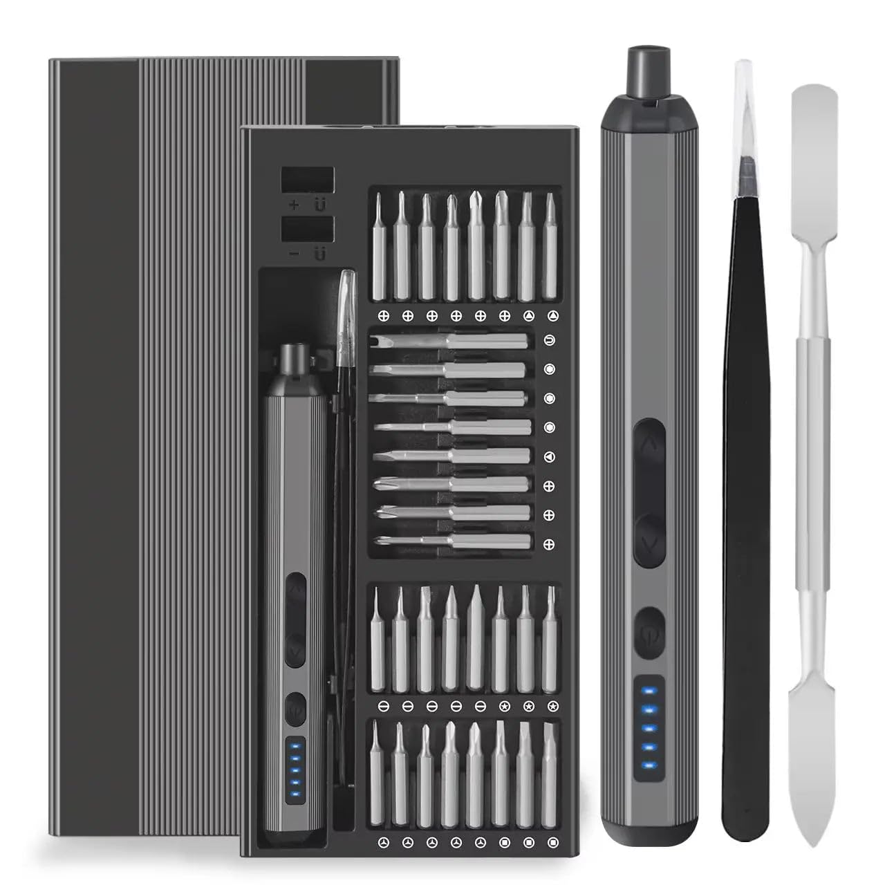E1 Max - Cacciavite elettrico 68 in 1, kit di strumenti di precisione con punte magnetiche, 5 impostazioni di coppia, mini cacciavite elettrico per iPhone, PC, laptop, riparazione orologi, senza fili