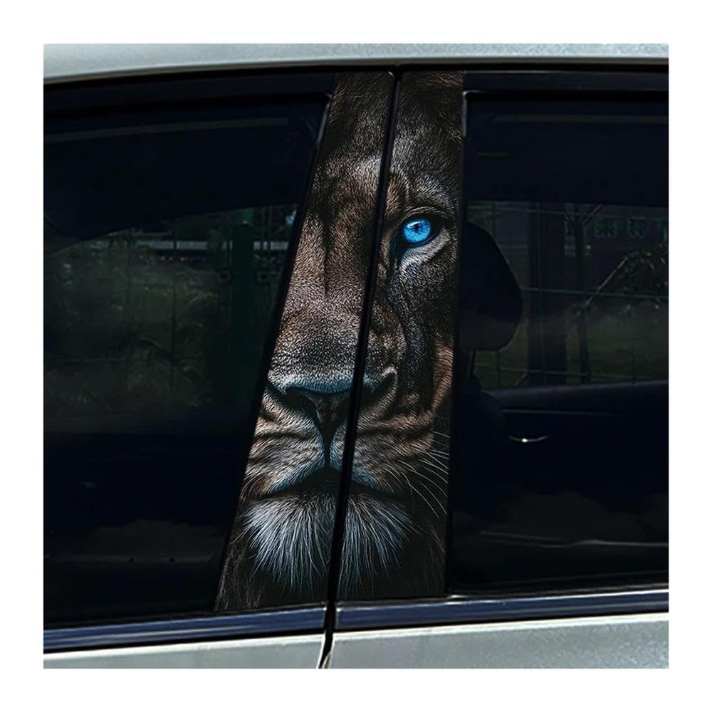 Decorative Items 2Pcs Car Center Column Stickers Blue Eyes Lion Auto B- Pillar Decoration Stickers(H)
