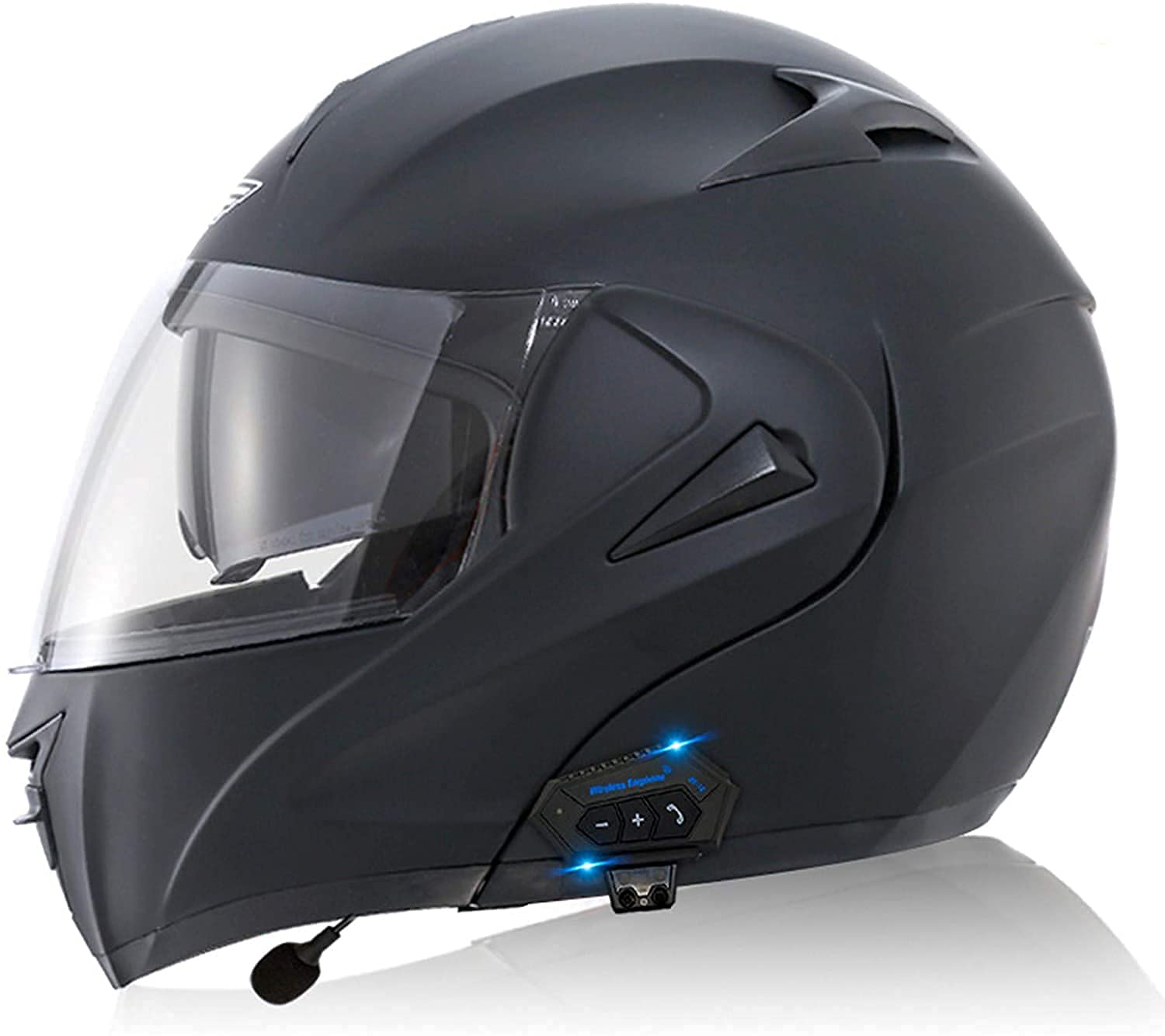 NZGMAMotorcycle Bluetooth Helmet, Modular Flip-Type Double Sun Visor Full Helmet, ECE Certified Helmet, Built-in Mp3 FM Broadcast Integrated Intercom Communication System A,Ssmall=(55~56CM)