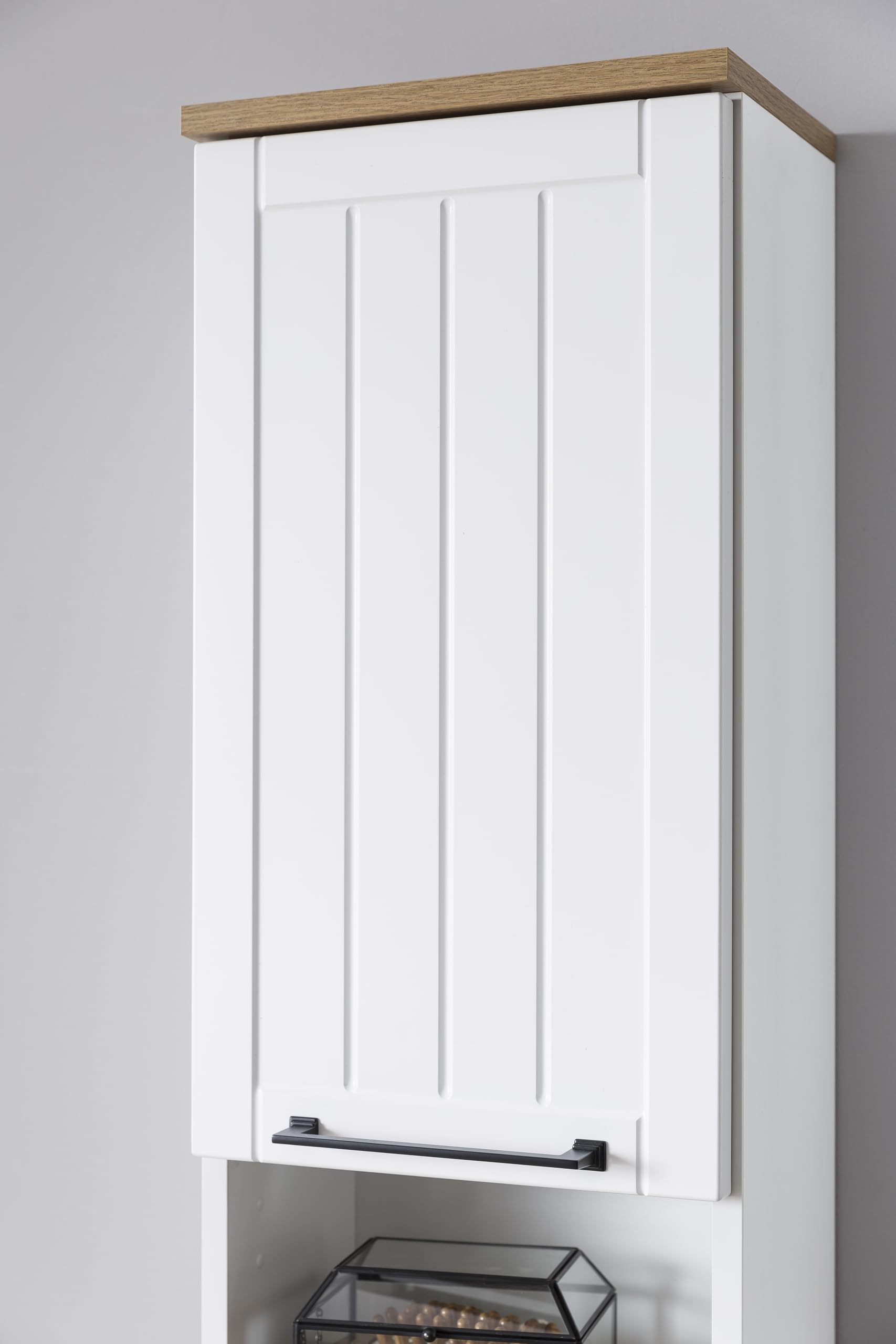 Schildmeyer Hängeschrank Jelda 154139, matt weiß/Eiche Landhaus Dekor, 30,3 x 20,5 x 70,8 cm
