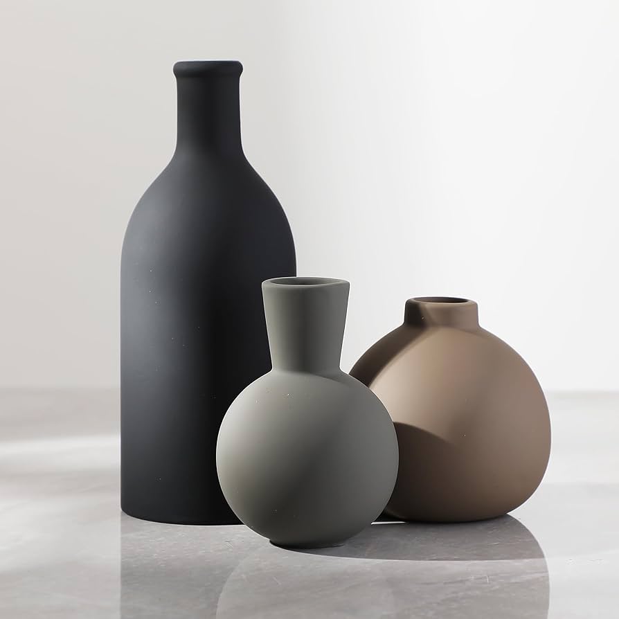 【新品】【101 】Vase ＆Duck Jar 3点セット Amazon.com: Ceramic Vase Set of 3, Vases Home Decor Rustic