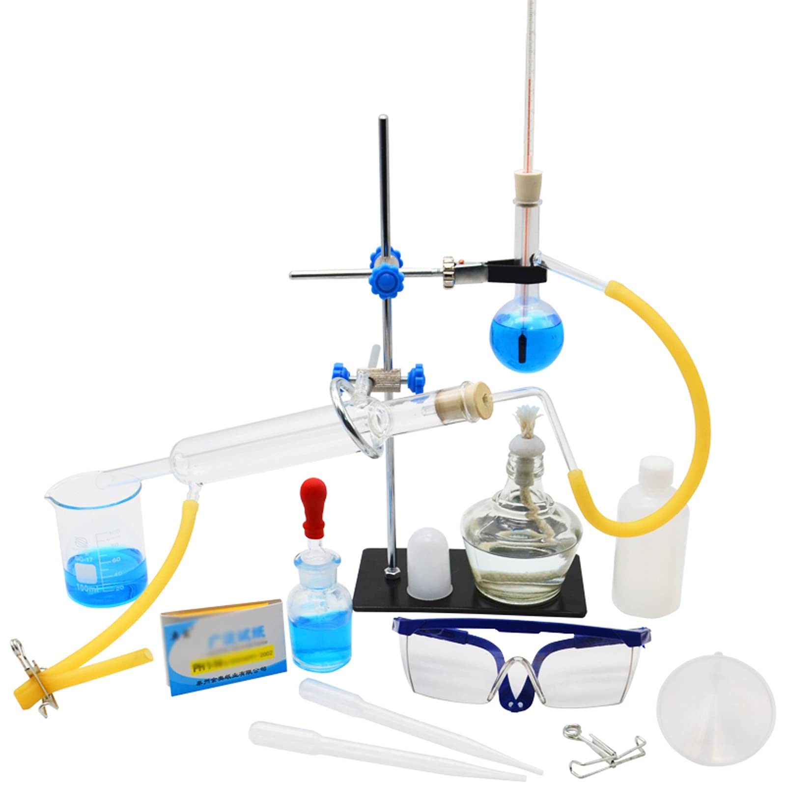 ATAAY Micro Lab Glassware Kit, Glass Distillation Industrial Science Distiller Pure Dew Purification Making Essential Oils Distilled Water Filter Chemical