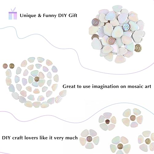 Miniatura 8 de Youway Style Azulejos de mosaico de flores para manualidades a granel, suministros de azulejos de mosaico iridiscentes de 7.05 oz, piezas de mosaico