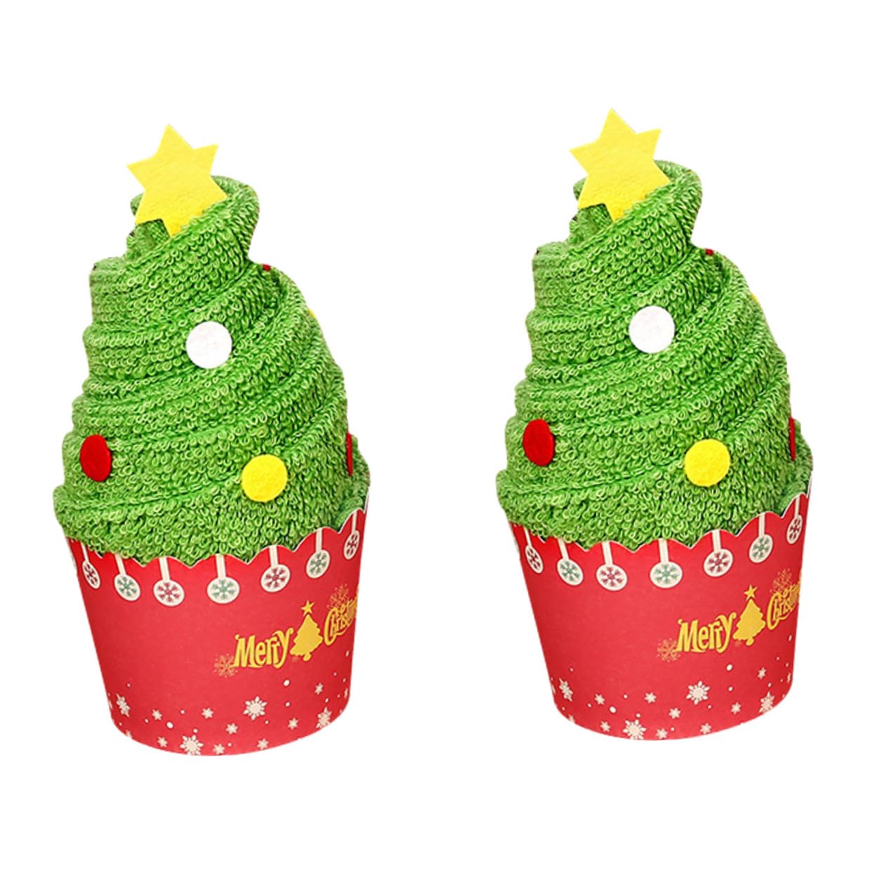 Toallas navideñas de algodón de alta calidad Ciieeo, dos piezas decorativas de cara para baño.