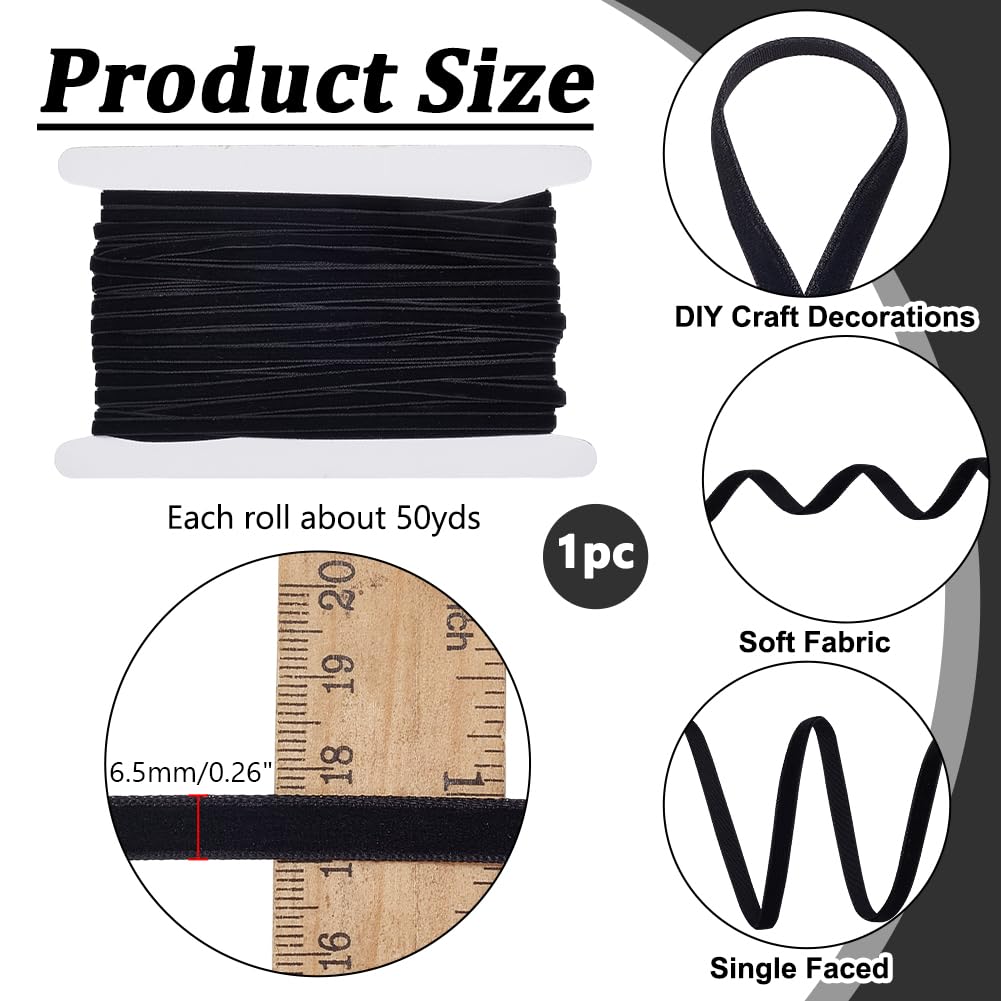 NBEADS 50m Nastro in Velluto A Faccia Singola, 3mm di Larghezza Nastro di Raso Nero Nastro di Velluto di Poliestere per Girocollo Regalo di Nozze Fiocchi per Capelli Decorazione Natalizia per La