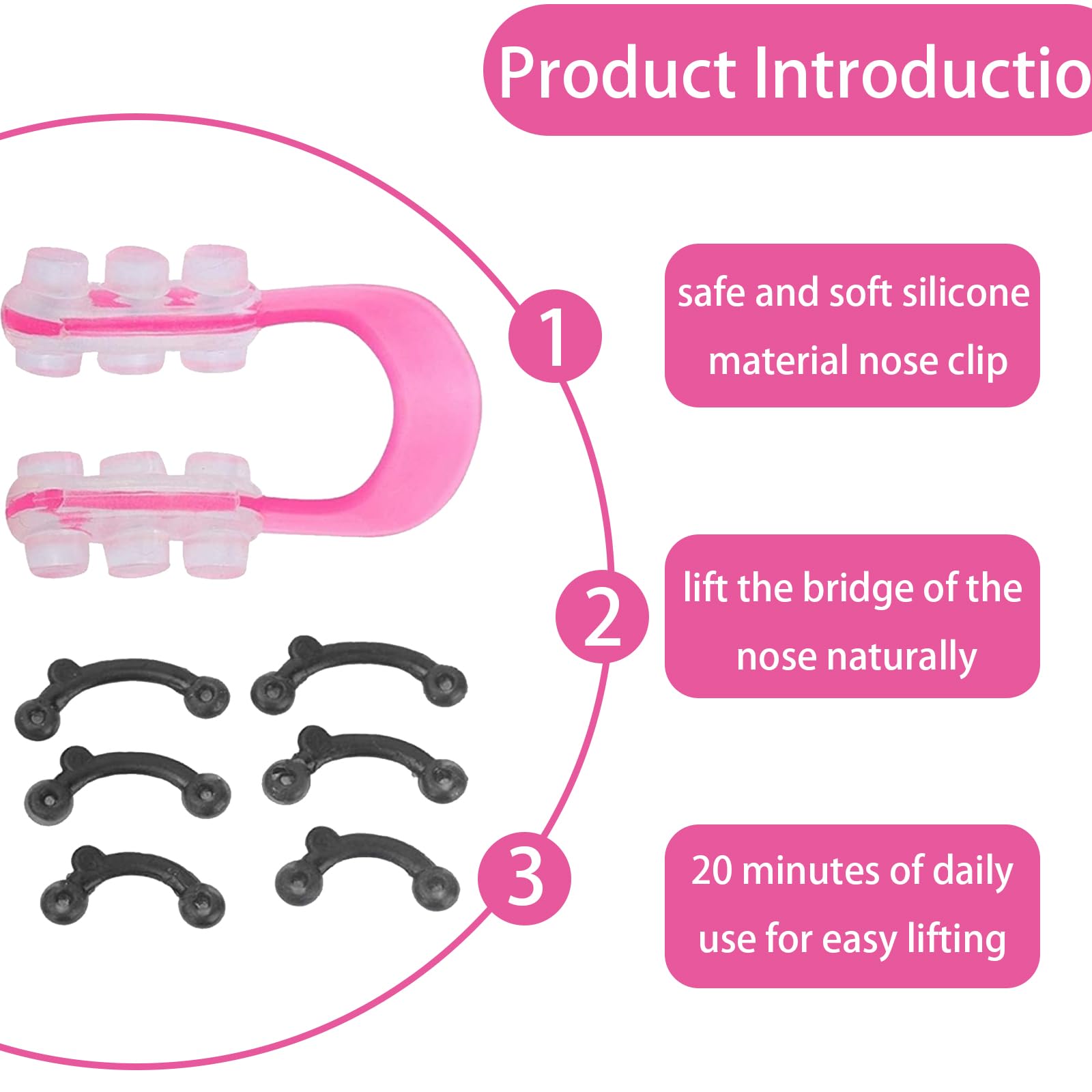 1 ensemble de pinces à nez en silicone, pince-nez pour pont nasal, pince magique pour rehausser le nez sans douleur, masseur de nez