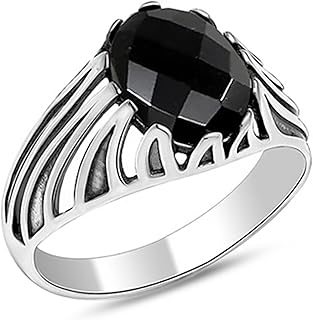 TRUESILVER ACPL 925 Sterling Silver Black Onyx Signet Ring for Men | BIS Hallmarked Handmade Black Onyx Gemstone Ring | Vi...