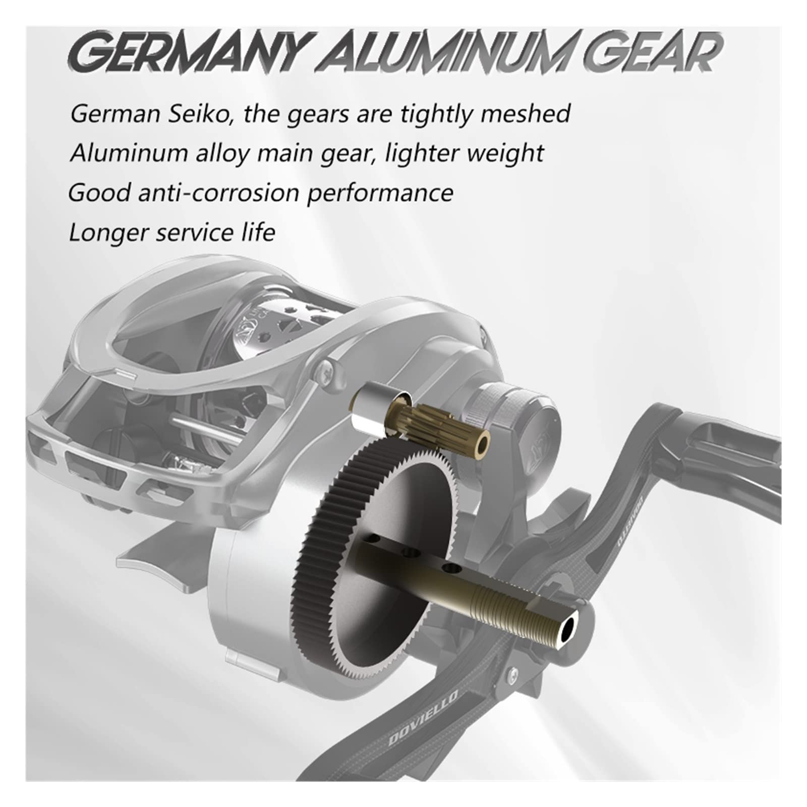 HANDING M1 Moulinet de lancer d'appât Traînée maximale de 8 kg Profile bas Moulinet de pêche 6+1 Double bouclier BB 7.2:1 Rapport de démultiplication 207G Lanceur d'appâts durable  18