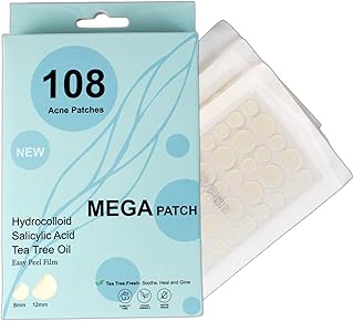 Fast Acting Pimple Patches with Hydrocolloid, Saycilic Acid and Tea Tree | 108 ct (60 x 8mm + 48 x 12mm) | Reduces Spot Risk | Invisible Acne Patches | Treatment for Zits, Blemishes, Acne & Pimples.