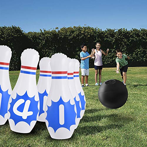 Newtion Giant Inflatable Bowling Set - 6 PCS 24 Inch Jumbo Bowling Pins with 1 PCS 18 Inch Bowling Ball Set,Great on Lawn, Yard, Indoor Use for Kids and Adults - Thumbnail 6