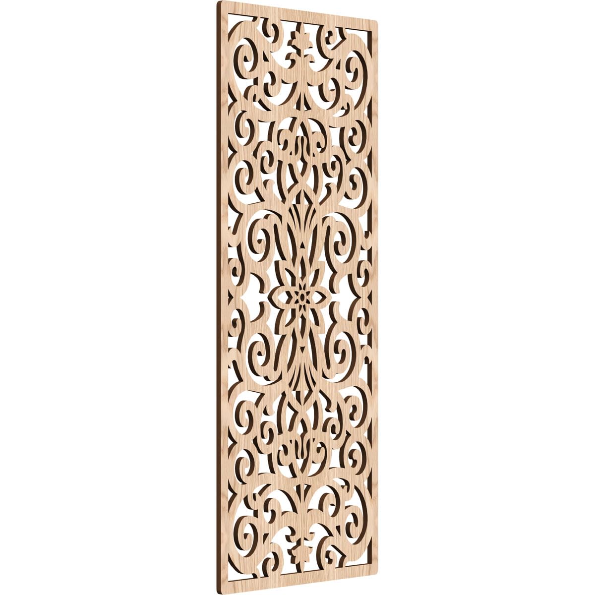 Buel Decorative Pierced Fretwork Wood Wall Panels, 13 3/8"W x 34 3/8"H x 3/8"T, Red Oak